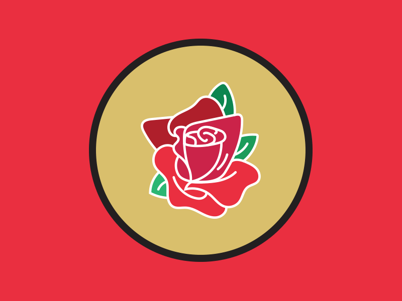 Rose circle gif gold green illustration linework red rose tattoo traditional