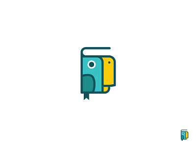 Bird book bird blue book bookmark branding logo parrot yellow
