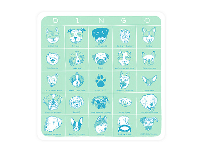 DINGO bingo dog dog bingo game illustration