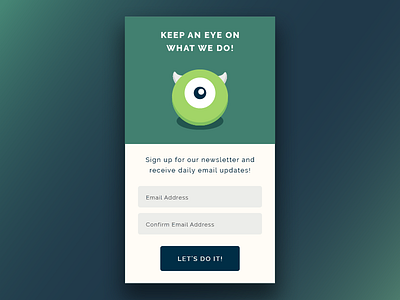 Sign Up Form // Daily UI 001 001 dailyui disney form mobile monster monsters inc sign up ui ux