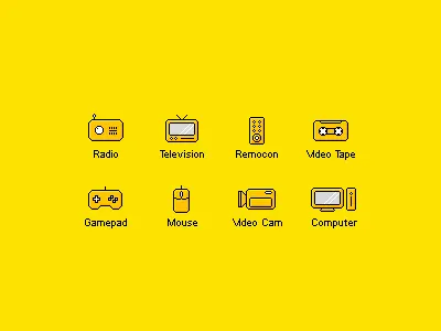 Yellow Pixel dot icon media pixel radio tv yellow