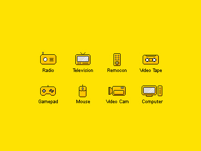 Yellow Pixel dot icon media pixel radio tv yellow