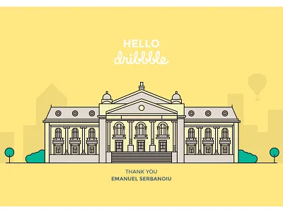 Iasi National Theatre | Hello Dribbble architecture black buildings iasi illustration inline stroke theatre
