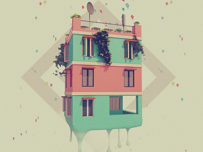 A Certain House In Delhi, Melting Away. 3d c4d cinema4d delhi house illustration india melt summer