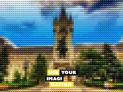 Lego Town | Iasi Palace of Culture bricks creatoria iasi imagination lego photoshop