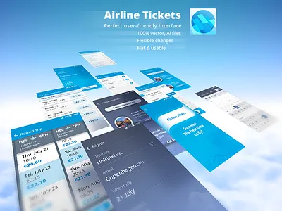Free download "Mobile App vector UI", booking airline tickets airline app booking design interface kit mobile screen smartphone tickets ui vector