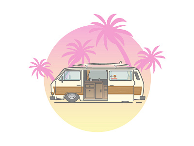 Dreamin' beach illustration summertime sunset vector vw vwcamper