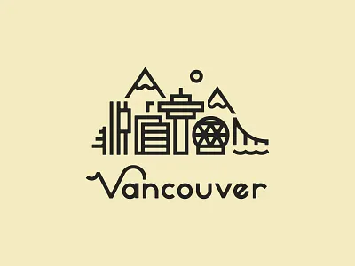 Vancouver better late than never cityscape icon illustration thick lines vancouver