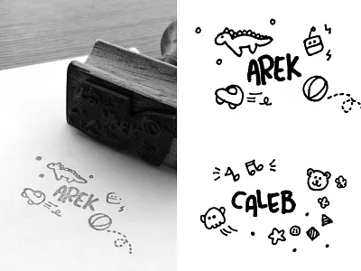 Custom Stamps bear car dinosaur ghost illustration ink kids midnightdoodles robot stamp