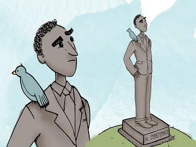 Dr Smartypants bird digital art illustration midnightdoodle portrait smartypants statue