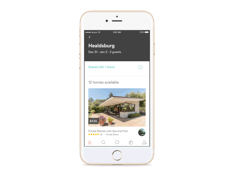 Airbnb Wishlist Chat adobe aftereffects airbnb app design iphone userexperience ux
