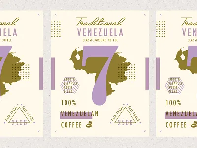 ∆ Traditional 7 Coffee | Venezuela ∆ branding coffee layout logo packaging purple texture type venezuela