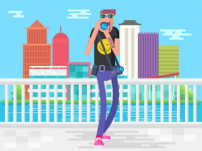 Outdoor Photographer flat design illustration photographer photography vector photographer