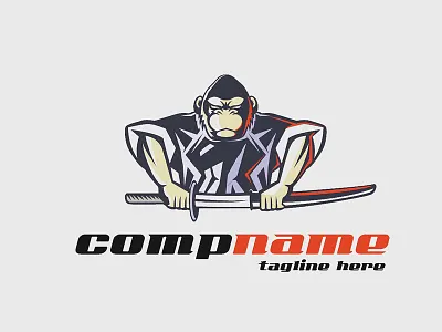Samurai Gorilla Logo For Sale ape buy esports gaming gorilla logo monkey sale samurai
