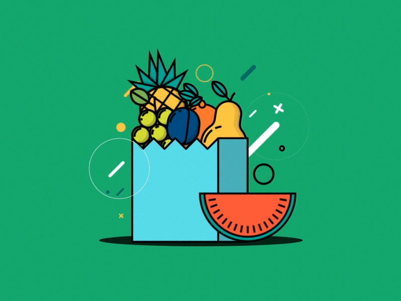 Animated illustration after effect animation design flat fruit gif icon line minimalistic motion web webdesign