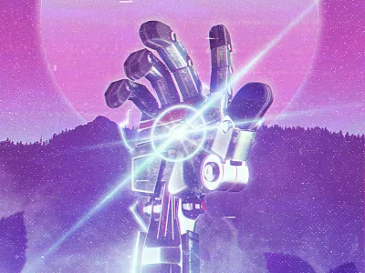 Future 80s future hand marcus melin poster robot sci fi vhs