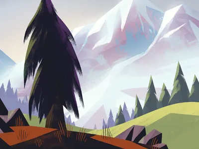 More Trees art forest illustration landscape mountain