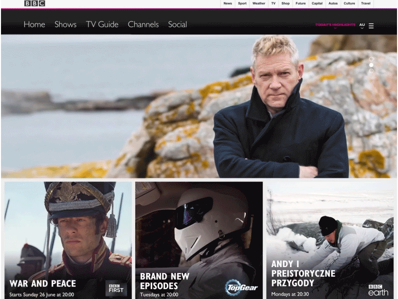 BBC Homepage Slider animation bbc gradients homepage series slider tv ui website