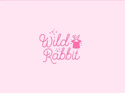 Wild Rabbit branding illustration lettering logo pink rabbit script sparkles type typography