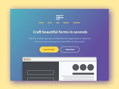 Tellform Landing cards forms homepage landing tellform typeform