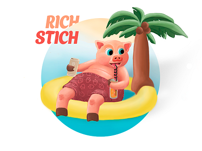 Summer set - Rich Stich animals beach funny photoshop recreation sand sea set summer summer set sun wacom