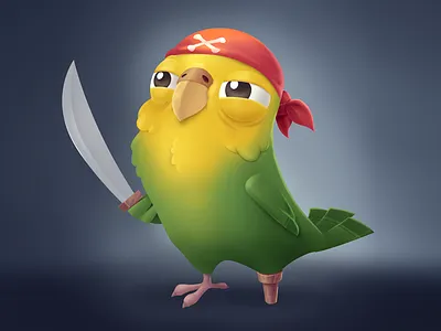 Pirate Parrot bird character clean cute game mad parrot pirate sword