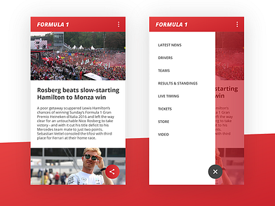 F1 Concept App concept design f1 hamilton mobile monza rosberg ui ux