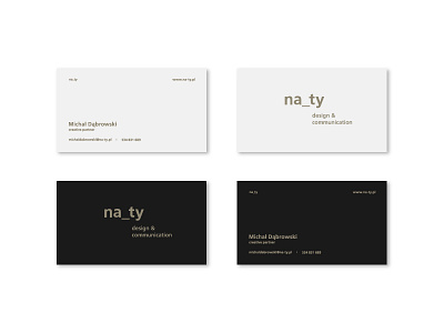 na_ty business cards black branding business card gold grey logo minimal monochrome print stationary typography