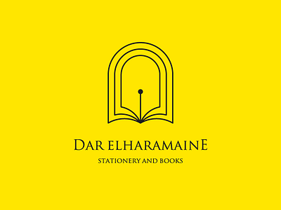 Dar ElHaramaine | Logo Design arch books bookstore logo pen stationery