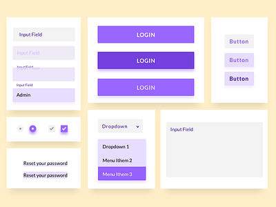 UI elements button checkbox dropdown input input field link radio ui