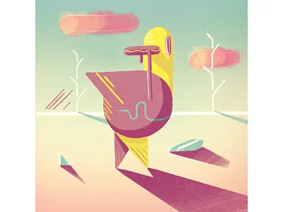 Bird out hunting animal bird character concept design drawing illustration painting