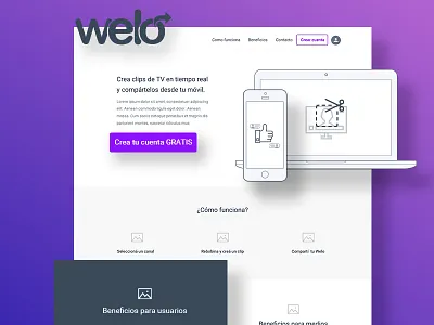 Landing wireframe clip design landing onepage responsive startup tv ui ux video wireframe