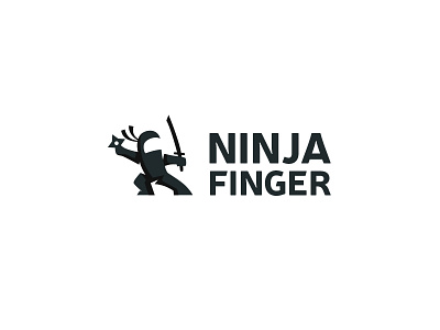 Ninja Finger character creative finger kreatank logo mascot negative space ninja