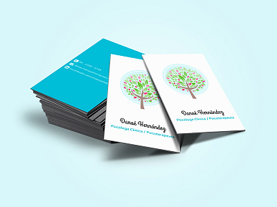 Business Card blue business card color design flat tree