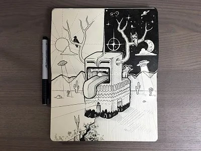 Realmicorn Final arttherapy black doodle galantis ink moleskine realmicorn therapy white wip