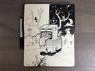 Realmicorn Final arttherapy black doodle galantis ink moleskine realmicorn therapy white wip