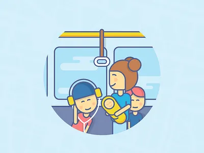 Metro character icon illustration metro outline passengers public transport