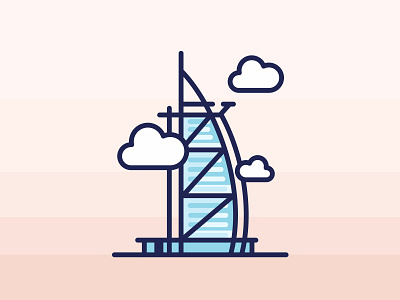 Dubai Burj Al Arab building burj al arab city clouds east illustration landmark luxury minimal summer vector dubai