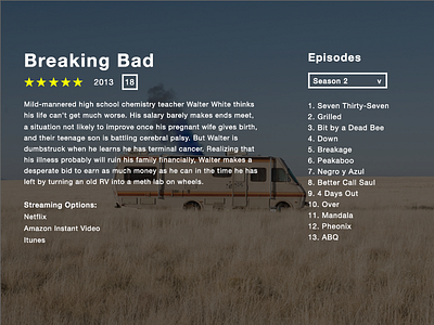 TV App - Day 025 #dailui app breakingbad dailyui discription episode series steaming tv ui ux