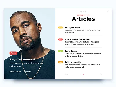 091 DailyUI — Curated for You 091 article curated dailyui magazine ui