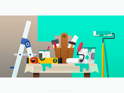 Re-paint design flat illustration paint wall
