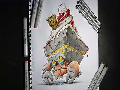 Pokemon Crustle Ice Cream anime copic crustle fanart manga markers pikachu pokemon