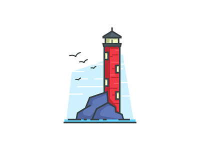 Beacon beacon brick light house line art rock sea