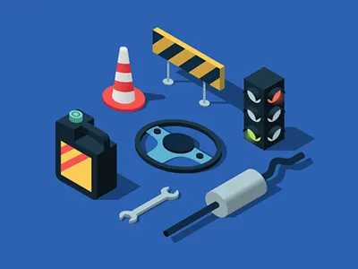 Spare parts car road traffic light