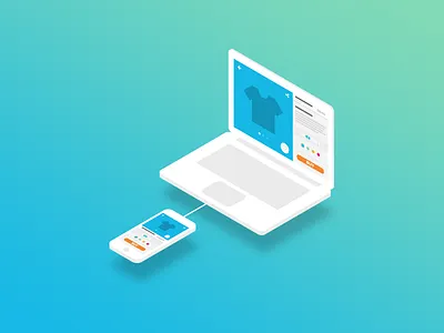 Omni-channel ecommerce illustration isometric moltin shopping ui