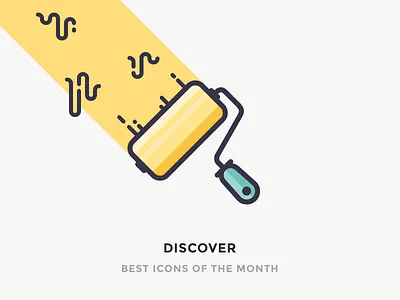 Discover some great icons! construction drip icon illustration outline paint roller wall yellow