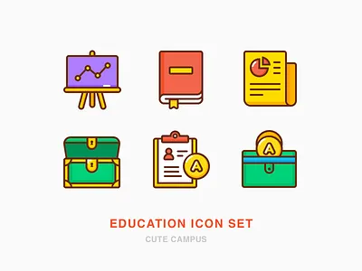 Education icon set analysis book box education icon money subject wallet