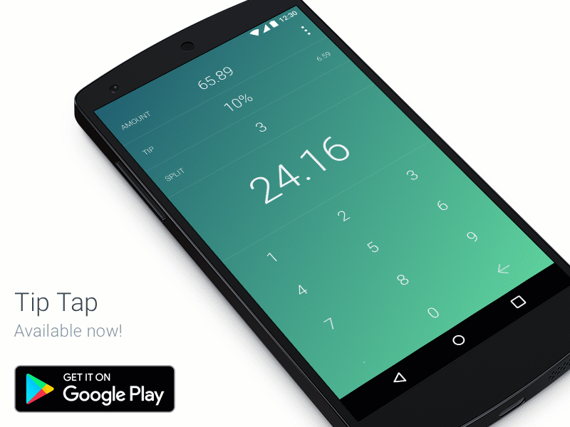 Tip Tap: The effortless bill calculator android android app calculator food gradient meal play store split tip