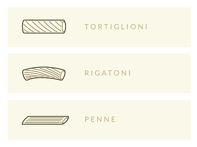 Pasta Shapes Illustration - 2 flat food illustration lines pasta shapes