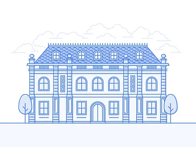 Chateau architecture building chateau house line linear medieval palace vector